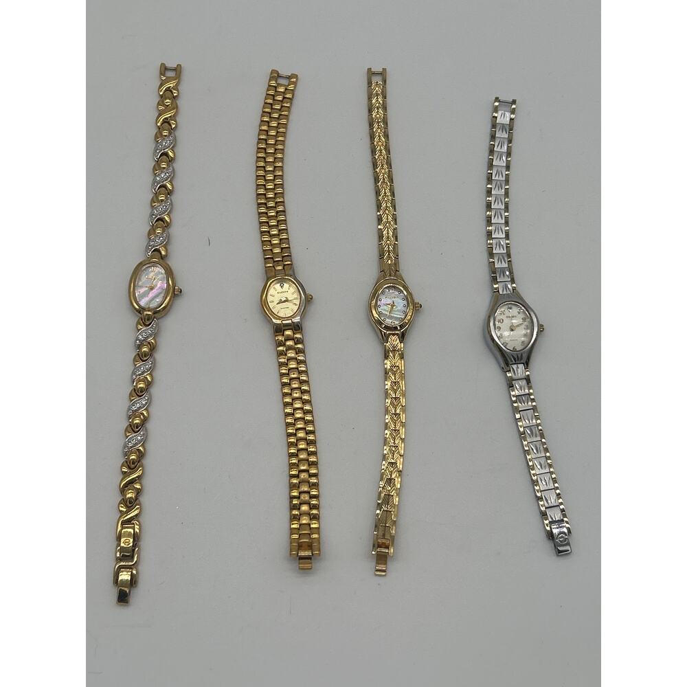 Lot of 4 Vintage Elgin Women’s Wrist Watches Gold Tone Silver Tone AS IS